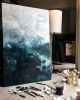 Untitled Blues (30” x 48”) | Oil And Acrylic Painting in Paintings by Emily Tingey. Item composed of canvas & synthetic