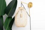 Bamboo Boho Basket Light - Fish Trap Lamp - Model No. 8524 | Sconces by Peared Creation. Item made of bamboo with brass