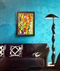 Organic Life - Framed Original Oil Pastel Drawing  - Abstract Color Geometric | Drawings by Eman's Gallery