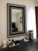 Art Deco Bone Inlay Chevron Mirror, Geometric Wall Decor, Handcrafted Black and White Frame | Decorative Objects by IKKAZA