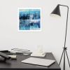 Framed Print – Glacial Drift – Blue Abstract Glacier Art | Work by Eman's Gallery