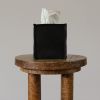 Matte Black Leather Single Tissue Box Cover | Decorative Box in Decorative Objects by Vantage Design