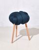 Indigo Blue Vegan suede Knot Stool | Chairs by Knots Studio. Item composed of wood and fabric
