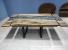 Custom Order Walnut Metallic Gray Epoxy Table - Foldable | Dining Table in Tables by LuxuryEpoxyFurniture. Item made of wood with synthetic