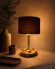 Nightstand Lamp, Small Bedside Light, Handmade Wood Table Lamp, Geometric Marquetry, Modern Statement Decor | Lamps by Vesta Corte
