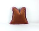Rust velvet and pink fringe pillow, brown and pink pillow | Pillows by Velvet Fringe