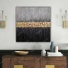 Gold leaf painting textured painting gray black painting | Oil And Acrylic Painting in Paintings by Berez Art. Item composed of canvas in minimalism or eclectic & maximalism style