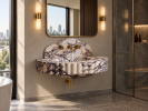 Italian Calacatta Viola Marble Sink, Designer Scalloped Bathroom Vanity | Work by Vero Marble