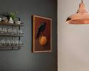 Moody Crow on Apple Print, Black Bird Wall Decor, Giclée Fine Paper | Prints in Paintings by The Ugly Cat Studio