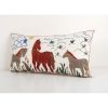 Vintage Cotton Horse Family Suzani Pillow Cover, White Samar | Cushion in Pillows by Vintage Pillows Store