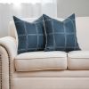 Navy Print on Linen with Windowpane Design Decorative Pillow | Pillows by Vantage Design