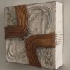 Abstract Sculpted Leather Wall Art Relief, 5x5 Square Canvas | Sculptures by Leather Spring Studio