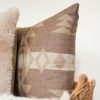 Brown & Beige Wool with Aztec Pattern Pillow 18x18 | Pillows by Vantage Design