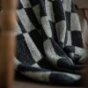 Italian Wool and Mohair Grey Checked Half Blanket 59x99 | Throw in Linens & Bedding by Vantage Design