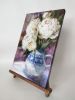 Peony oil painting original, White flowers in art painting | Oil And Acrylic Painting in Paintings by Natart. Item made of canvas & synthetic compatible with contemporary style