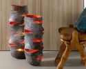 Black Stone High Candle Lantern - Ember Series | Vase in Vases & Vessels by Donatas Žukauskas. Item composed of paper compatible with minimalism and contemporary style
