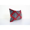 Silk Ikat Velvet Pillow, Red and Beige Velvet Lumbar Cushion | Sham in Linens & Bedding by Vintage Pillows Store. Item made of cotton with fiber