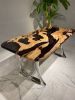 Olive Epoxy Table, Custom Resin Table, Dining Table | Tables by Tinella Wood. Item composed of wood & metal compatible with contemporary and art deco style