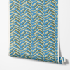 Swipes Jungle Olive Wallpaper | Wall Treatments by Color Kind Studio. Item composed of fabric and paper