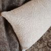Cream and Beige Embroidered Stitch on Linen Pillow Set of 2 - 20x36 | Pillows by Vantage Design