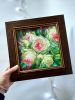 Roses flowers oil painting original 8x8 inch, Canvas board | Oil And Acrylic Painting in Paintings by Natart. Item composed of canvas & synthetic compatible with contemporary style