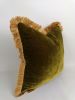 chartreuse silk velvet pillow // green silk velvet cushion | Pillows by Velvet Fringe