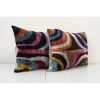 Pair Silk Ikat Velvet Pillow, Set of Two Silk Ikat Lumbar | Sham in Linens & Bedding by Vintage Pillows Store. Item made of cotton with fiber