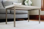 Modern White Maple Coffee Table with Gold Metal Base | Tables by Hazel Oak Farms. Item composed of wood