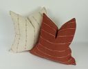 hmong pillow, rust woven pillow, rust striped pillow, rust | Pillows by Velvet Fringe