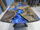 Custom Order Living Edge Ocean Sea Epoxy Resin Table | Dining Table in Tables by LuxuryEpoxyFurniture. Item made of wood & synthetic