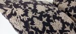 black block print floral pillow, black floral pillow | Pillows by Velvet Fringe