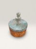 Frosted Ember – Blue & Copper Concrete Jar with Lid | Vessels & Containers by RAW & UNIQ