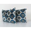 Blue Ikat Velvet Pillow, Set of Two Silk Lumbar Cushion Cove | Pillows by Vintage Pillows Store