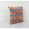 Square Velvet Ikat Cushion Cover, Apricot Blue Silk Ikat Vel | Pillows by Vintage Pillows Store