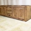 Model #1066 - Custom Floating Double Sink Vanity | Countertop in Furniture by Limitless Woodworking. Item made of maple wood compatible with mid century modern and contemporary style