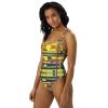 One Piece Swimsuit - City in Grids - Geometric Urban | Work by Eman's Gallery
