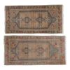 Set of Two Low Pile Turkish Hand Knotted Door Runner Rug | Rugs by Vintage Pillows Store. Item made of cotton with fiber