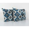 Blue Ikat Velvet Pillow, Set of Two Silk Lumbar Cushion Cove | Pillows by Vintage Pillows Store
