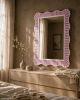 Bone Inlay Mirror, Scalloped Wavy Vanity Mirror for Bathroom & Bedroom | Decorative Objects by IKKAZA