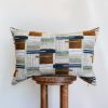 Geometric Wool Squares with Grey, Olive Green, & Navy Lumbar 16x24 | Pillows by Vantage Design