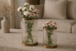 Vetra Ribbed Hurricane Candle Holder — Antique Brass Finish | Decorative Objects by Raíz Studio