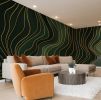 Forest Green Wavy Lines - Abstract Luxury Wallpaper Mural | Wall Treatments by ELLE WALLS
