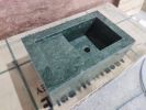 Handmade Verde Green Marble Sink: Wall Mount Washbasin (16”x24”x10”) | Water Fixtures by AEGEAN MARBLE ARTISAN ATELIER