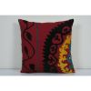 16" x 16" Vintage Suzani Pillow Cover, 1960s Red Square | Sham in Linens & Bedding by Vintage Pillows Store. Item composed of fabric
