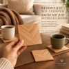 Oak Wood Veneer Marquetry Coasters, Geometric Pattern, Modern Coffee Table Decor (Set of 4) | Tableware by Vesta Corte