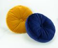 midnight blue velvet cushion // round velvet pouf pillow | Pillows by velvet + linen