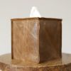 Light Brown Leather Single Tissue Box Cover | Decorative Box in Decorative Objects by Vantage Design