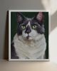 Tuxedo Cat Art Print, Cheerful Whiskered Feline Wall Art, Living Room Painting | Prints in Paintings by The Ugly Cat Studio