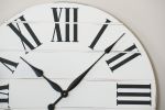 30" White Farmhouse wall clock - In-stock | Ornament in Decorative Objects by Hazel Oak Farms. Item made of wood