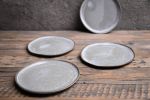 Set of 4 cake plates - (set nr4) STC organic natural shape | Dinnerware by Laima Ceramics. Item composed of stoneware in minimalism style
